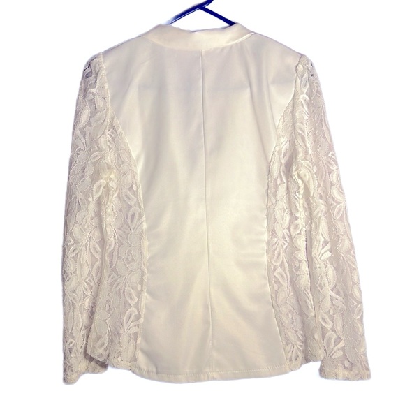 S Women Lace Single Button Shirt Open Front Lapel Neck Long Sleeve - Picture 11 of 14